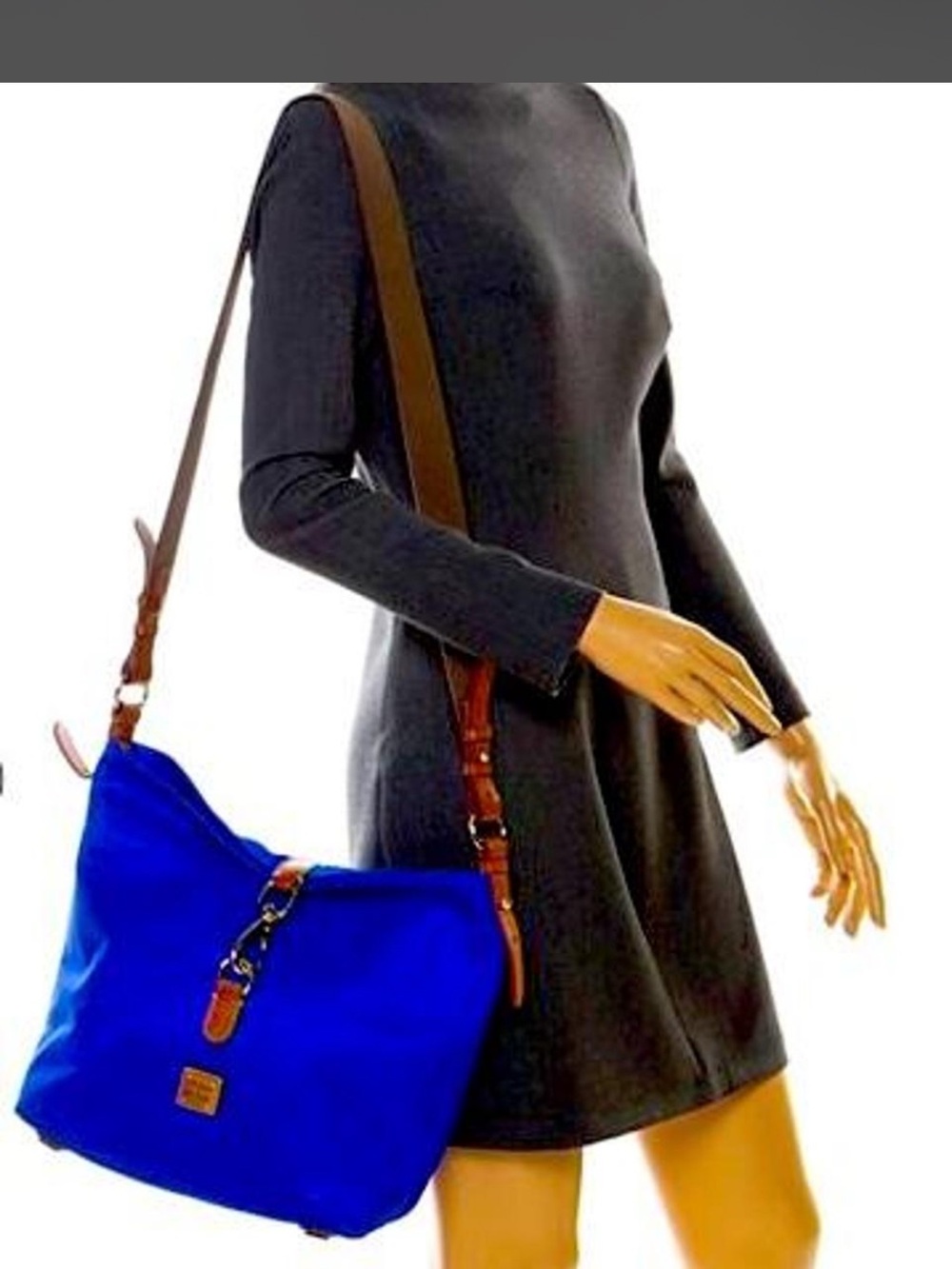 Blue dooney and burk Nylon Crossbody Hobo Bag with Tan Accents
